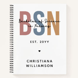 Cuaderno BSN, personalizado, Licenciatura en Ciencia en Enf