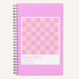 Cuaderno Bubblegum/Peach Modern Checkerboard Notebook