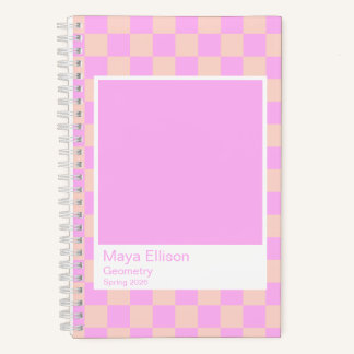 Cuaderno Bubblegum/Peach Modern Checkerboard Notebook