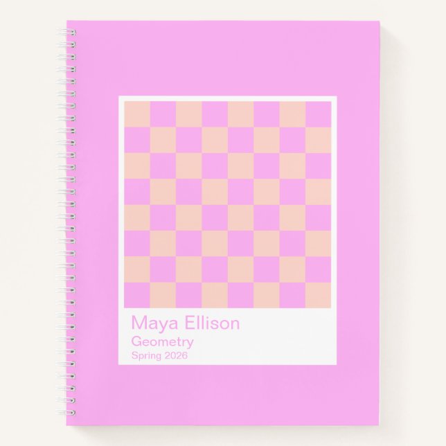 Cuaderno Bubblegum/Peach Modern Checkerboard Notebook (Anverso)