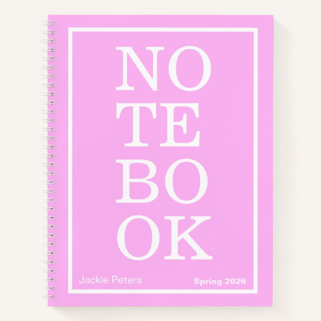 Cuaderno Bubblegum Pink Modern Big "NOTEBOOK" Notebook (Anverso)