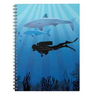 Cuaderno Buceador de tiburones en Scuba