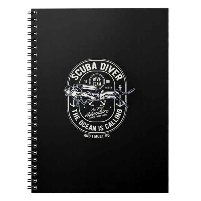 Cuaderno Buceador Scuba El Océano Llama Debe Hacer Regalo (Frente)