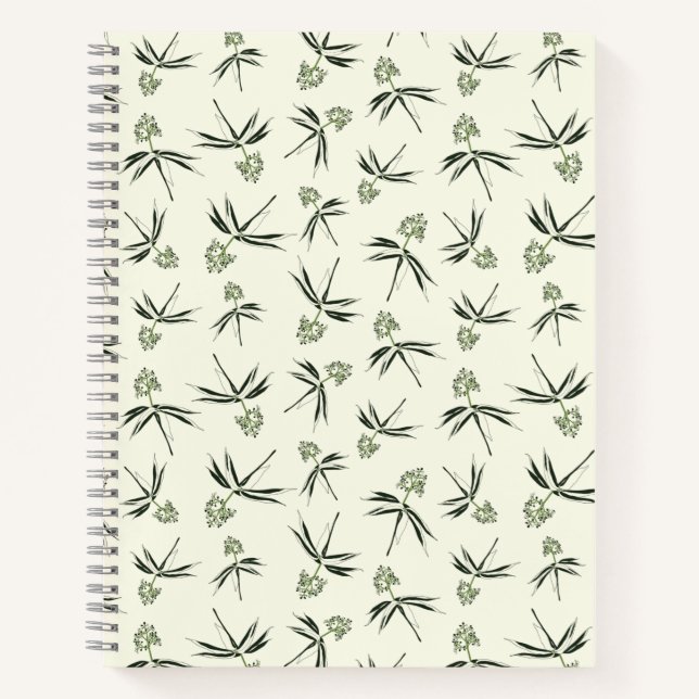 Cuaderno Buceando ramas verdes en crema - patrón sin fisura (Anverso)