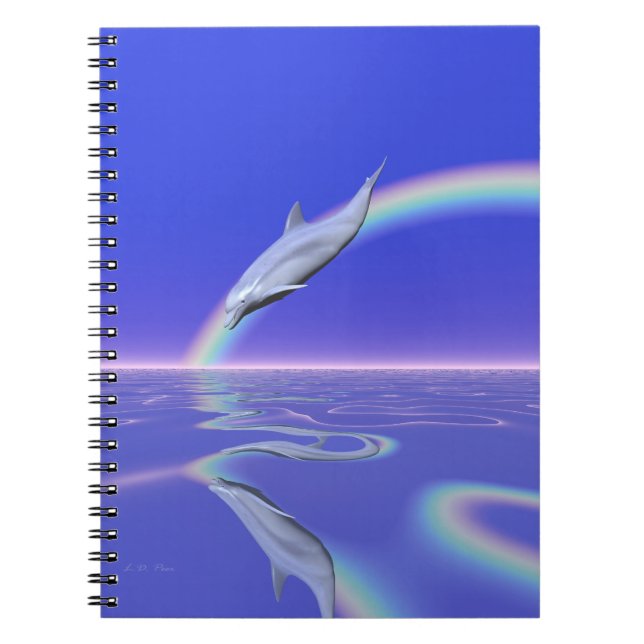 Cuaderno Buceo con delfín con arco iris (Frente)