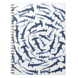 Cuaderno buceo con escafandra del tiburón de hammerhead de