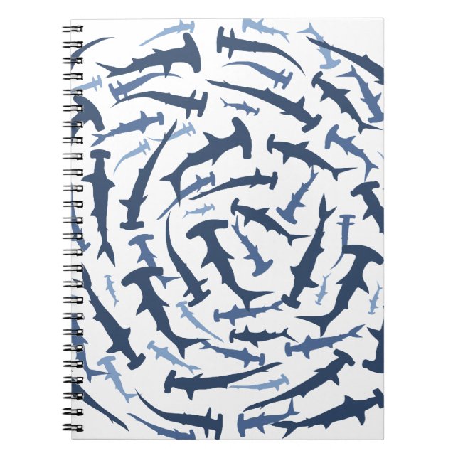 Cuaderno buceo con escafandra del tiburón de hammerhead del (Frente)