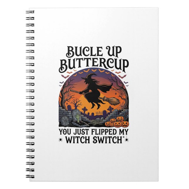 Cuaderno Bucle Arriba Bruja Mantequilla Switch Escoba Hallo (Frente)