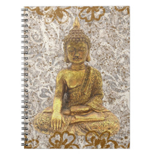 Cuaderno Buda dorado flores florales doradas