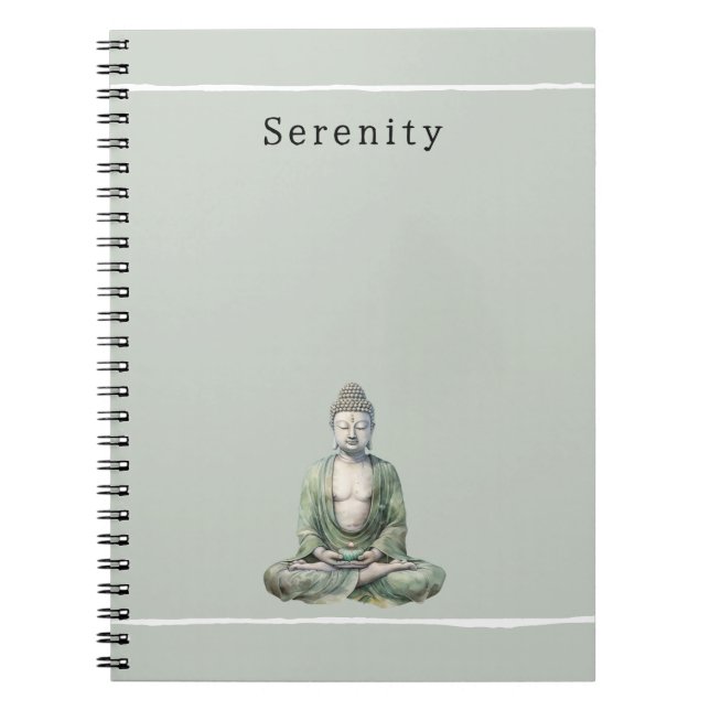 Cuaderno Buda Meditación Personalizado Verde Oliva  (Frente)