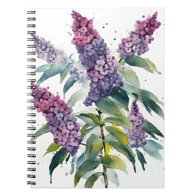 Cuaderno Buddleia - Flores en acuarela (Frente)