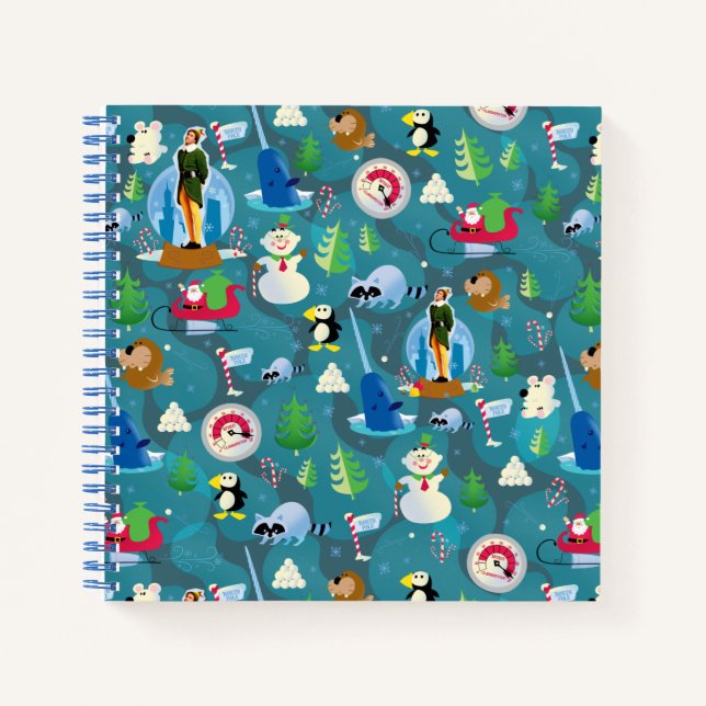 Cuaderno Buddy el patrón Verde azulado de elfo y caracteres (Anverso)