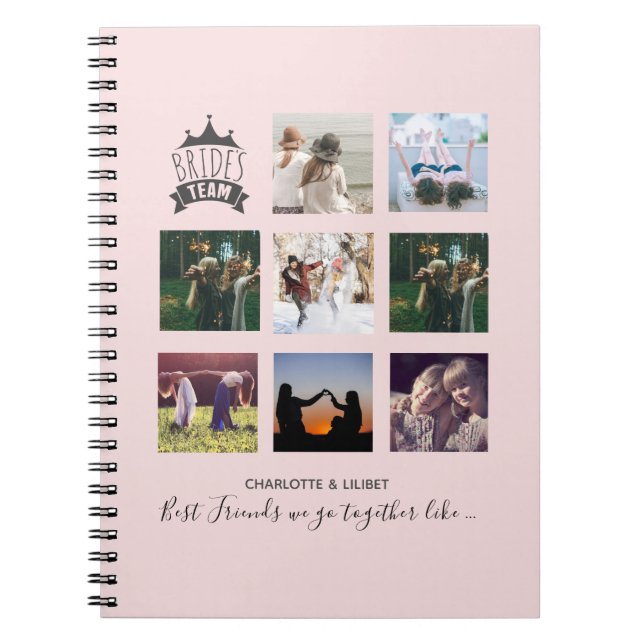 Cuaderno BUDGET Bridesmaid Gifts PHOTO COLLAGE Quotes BFF (Frente)