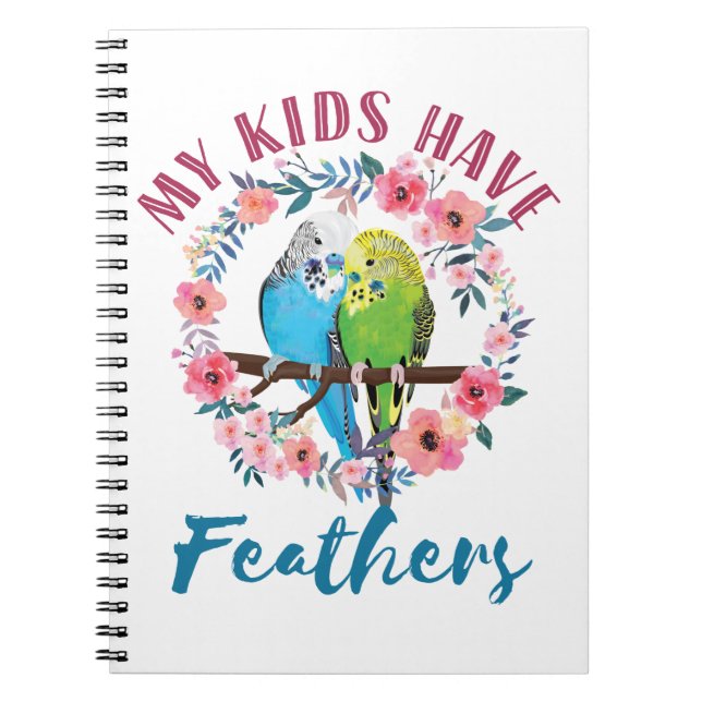 Cuaderno Budgie Parakeet Mom Mis Hijos Tienen Plumas (Frente)