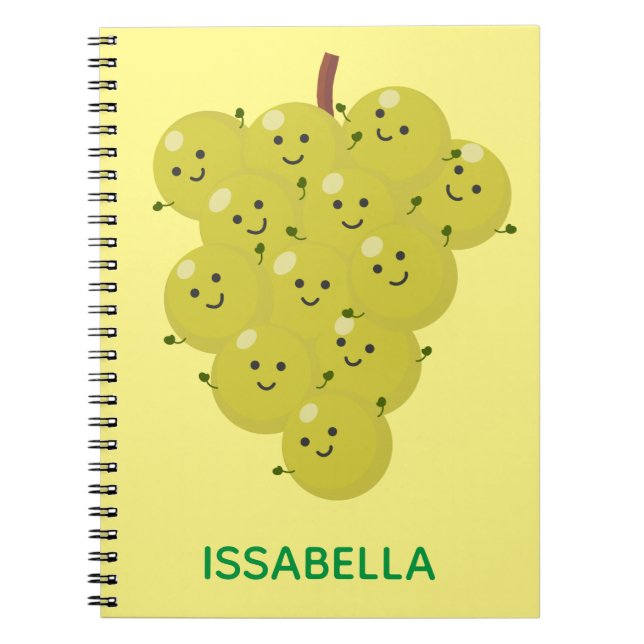 Cuaderno Buen ilustracion de uvas personalizados (Frente)