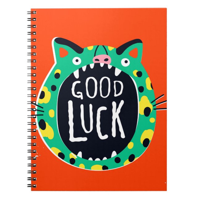 Cuaderno Buena suerte de cerdo abstracto (Frente)