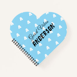 Cuaderno Buenas Vibraciones Monograma Con Nombre Azul