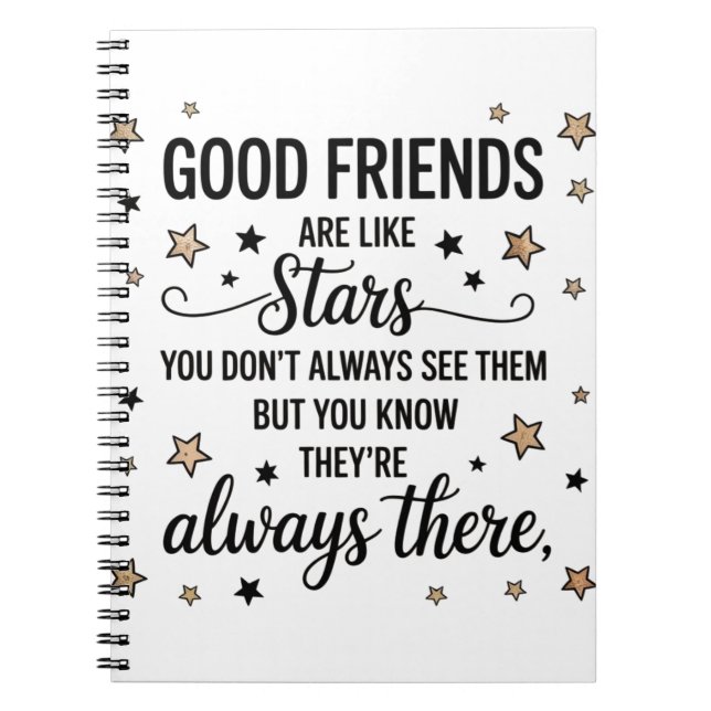 Cuaderno Buenos amigos son como estrellas Frase Inspiradora (Frente)