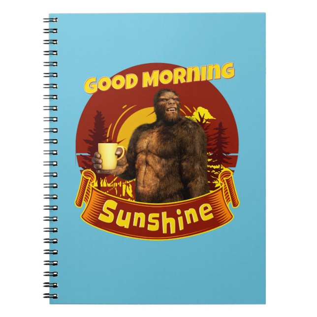 Cuaderno Buenos Días Sol Bigfoot Café Humor Arte (Frente)