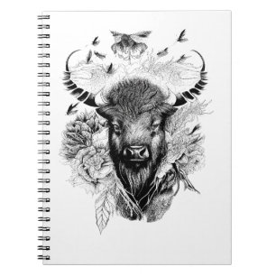 Cuaderno Búfalo Bison Wild Animal Nature Ilustracion Arte
