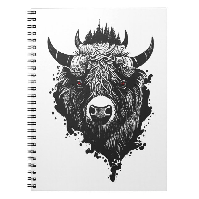 Cuaderno Búfalo Bison Wild Animal Nature Ilustracion Arte (Frente)