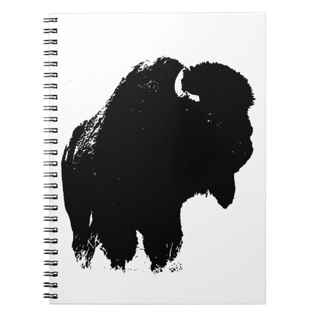 Cuaderno Búfalo de Bison Black & White Pop Art (Frente)