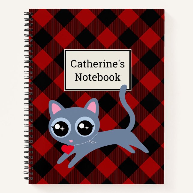Cuaderno Búfalo rojo personalizable con gris gitano (Anverso)