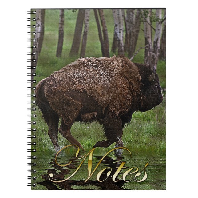 Cuaderno Búfalo y bosque en funcionamiento, diseño de Bison (Frente)