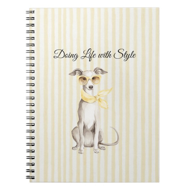 Cuaderno Bufanda Amarilla Suave Perro Blanco  (Frente)