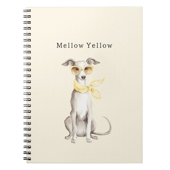 Cuaderno Bufanda Amarilla Suave Perro Blanco (Frente)