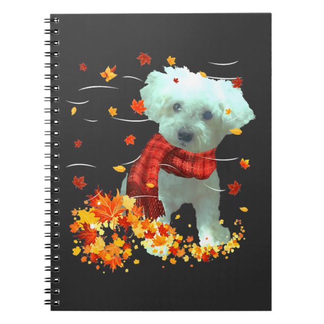 Cuaderno Bufanda de Otoño de Poochon - Hojas de Otoño de Pe (Frente)