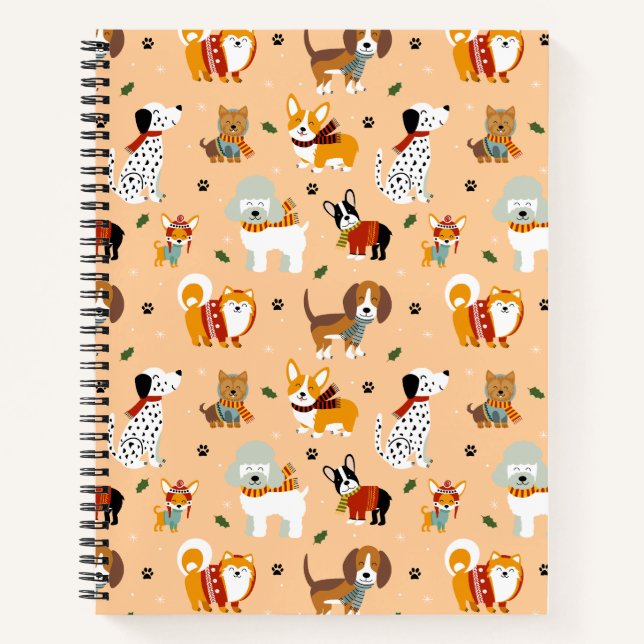 Cuaderno Bufandas Festivas de Invierno para Cachorros (Anverso)