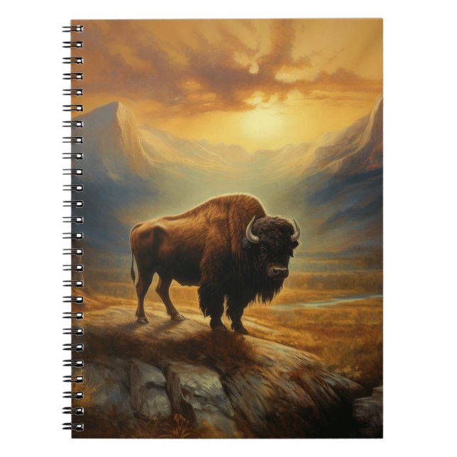 Cuaderno Buffalo Bison Sunset Silhouette (Frente)