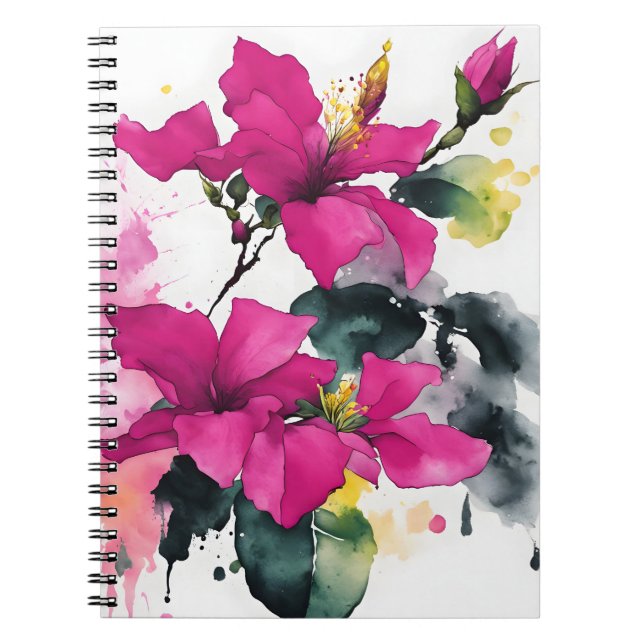 Cuaderno Buganvilla - Flores acuarela (Frente)
