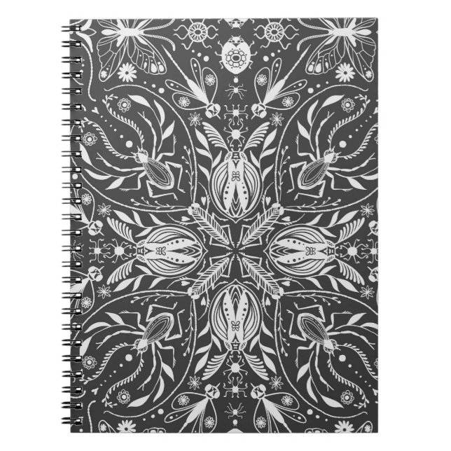 Cuaderno Bugs, blanco roto sobre negro (Frente)