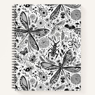 Cuaderno Bugs de garabatos en azul oscuro