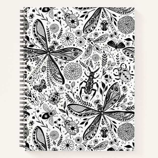 Cuaderno Bugs de garabatos en azul oscuro (Anverso)