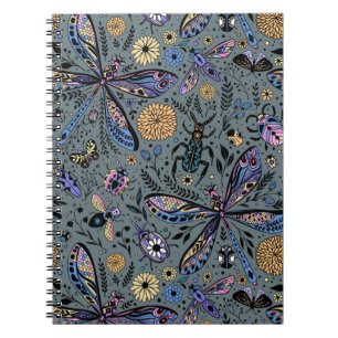 Cuaderno Bugs de garabatos en gris tardío