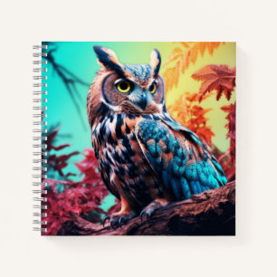 Cuaderno Búho Animal Bird Wildlife Wilderness Colorful Art