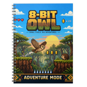Cuaderno Búho, arte de píxeles retro de 8 bits
