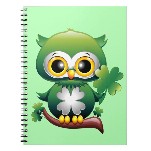 Cuaderno Búho Bebé Lindo St Patrick Cartoon (Frente)