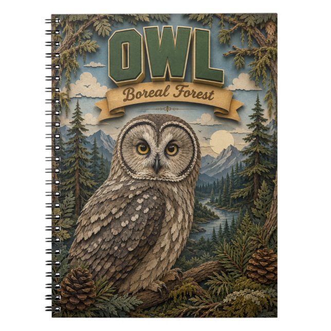 Cuaderno Búho Bosque Boreal POPCUT (Frente)