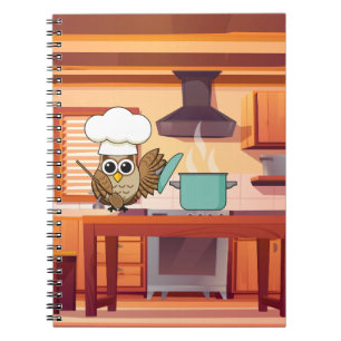 Cuaderno Búho Chef Adorable Cocinando en la Cocina
