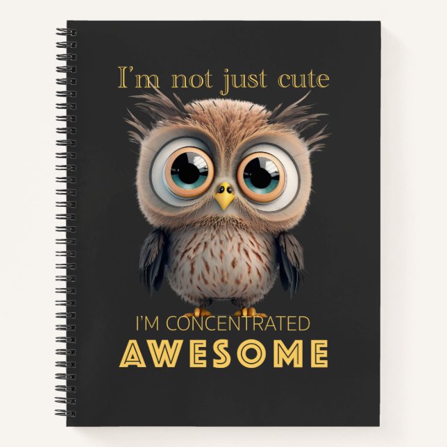 Cuaderno Búho concentrado asombrosamente Cute Adorable Cita (Anverso)