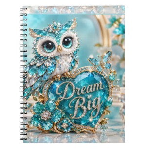 Cuaderno Búho de Cristal Turquesa Sueña Grande Diseño de Lu