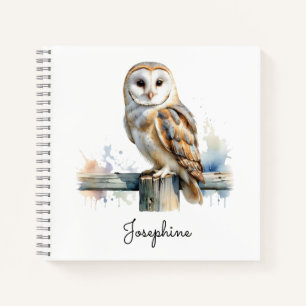 Cuaderno Búho de Granero Acuarela Rústico Vida Silvestre Pe