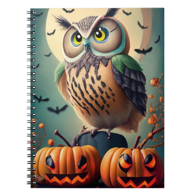 Cuaderno Búho de Moda espeluznante y bloc de notas Hallowee (Frente)