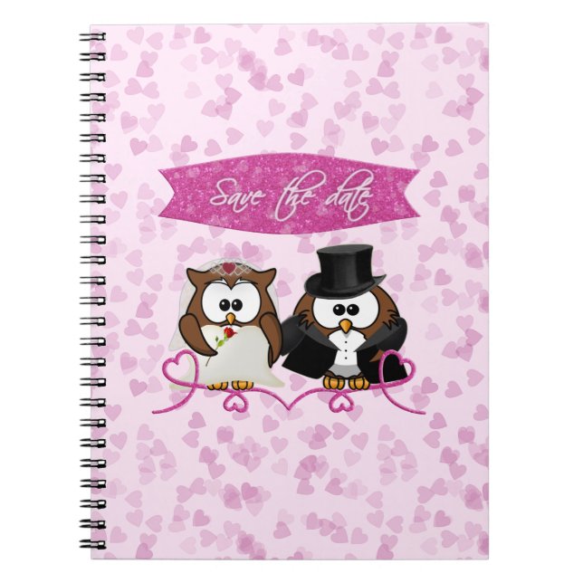 Cuaderno búho de pareja - guardar la fecha (Frente)