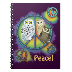 Cuaderno Búho de paz~bloc de notas