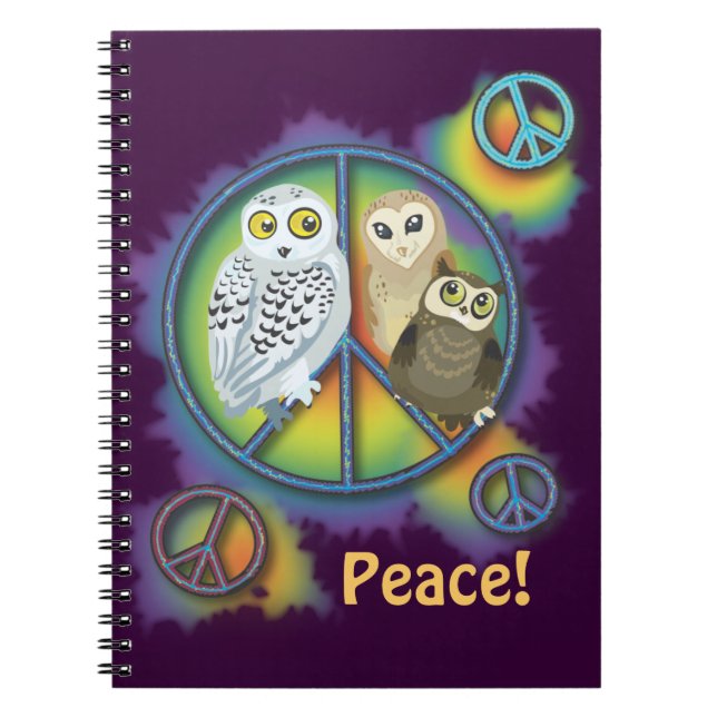 Cuaderno Búho de paz~bloc de notas (Frente)